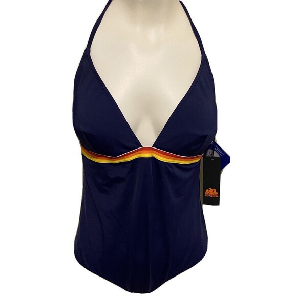 Sundek Swimwear 1 Piece Swimsuit Backless Sun Protection Blue NWT Size XL Preppy - Picture 5 of 6